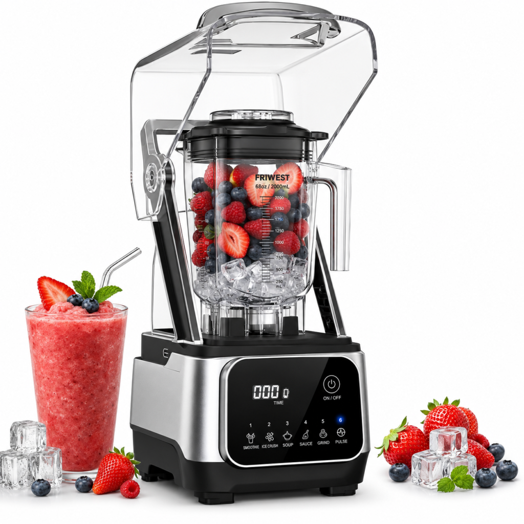 Friwest Professional Commercial Blender, 2400W High Power Smoothie Blender with 68oz, 6-Speed Control & Pulse, Ice Crushing Blender for Frozen Drinks